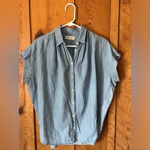 Blue Madewell boxy button down short sleeve shirt